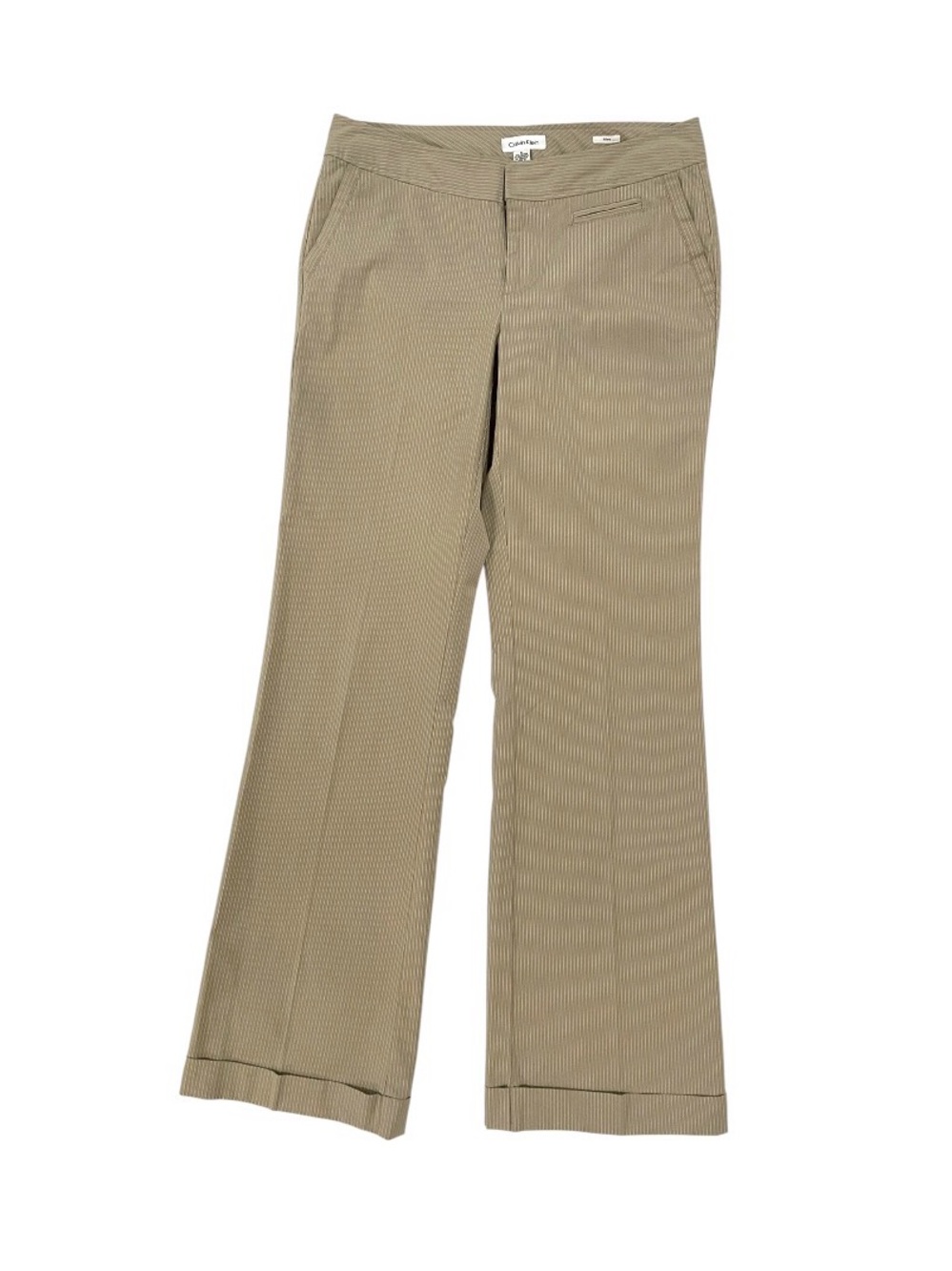 Calvin Klein Riley Tailored Khaki Pinstripe Wide-Leg Trousers